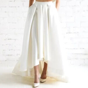 AMANDAS | NWOT White satin high low train wedding skirt size medium